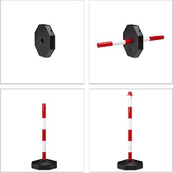 Helloshop26 Lot de 2 poteaux barrière de signalisation et délimitation parking blanc et rouge 13_0002310_2