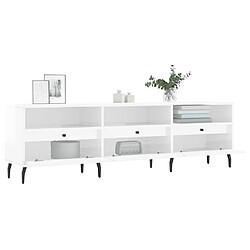 Acheter Maison Chic Meuble TV scandinave - Banc TV pour salon blanc brillant 150x30x44,5 cm bois d'ingénierie -MN39357