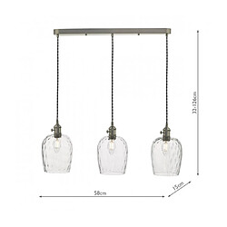 Luminaire Center Suspension Hadano Verre moulé,chrome antique 3 ampoules 126cm