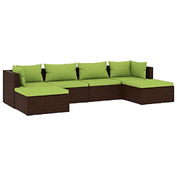 Maison Chic Salon de jardin 6 pcs + coussins - Mobilier/Meubles de jardin - Table et chaises d'extérieur Résine tressée Marron -MN42607