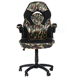 Decoshop26 Chaise de bureau pivotante accoudoirs rabattables en PVC couleur camouflage noir 04_0006225