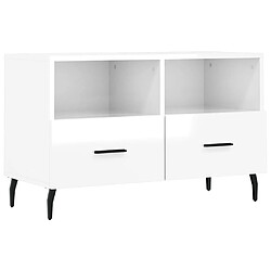 Maison Chic Meuble TV scandinave - Banc TV pour salon Blanc brillant 80x36x50 cm Bois d'ingénierie -MN41064