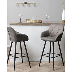 Beliani Tabouret de bar Set de 2 Tissu Gris DARIEN