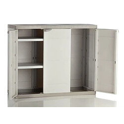 Pegane Armoire basse 3 portes intérieur/extérieur coloris beige - Longueur 105 x Profondeur 44 x Hauteur 88 cm