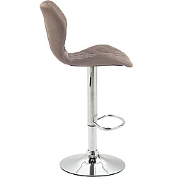 Avis Decoshop26 Tabouret de bar x1 avec coutures décoratives en forme de losanges en tissu taupe et métal chromé 10_0004656