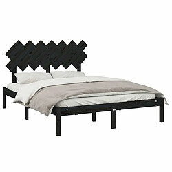 Avis Maison Chic Lit adulte - Lit simple Cadre de lit,Structure du lit Contemporain Noir 140x190 cm Bois massif -MN31858