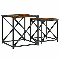 Maison Chic Lot de 2 Tables basses gigognes pour salon | Table à café chêne fumé bois d'ingénierie -GKD19652