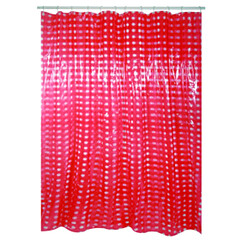 MSV Rideau de douche PVC 180x200cm Rouge - Anneaux inclus