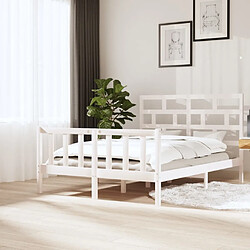 Maison Chic Lit adulte - Lit simple Cadre de lit,Structure du lit Contemporain Blanc Bois de pin massif 150x200 cm Très grand -MN53856