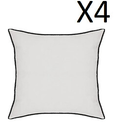 Pegane Lot de 4 coussin décoratif déhoussable en lin et coton coloris blanc - Longueur 45 x Profondeur 12 x Hauteur 45 cm