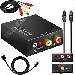 Tech Discount TD® Convertisseur de signal audio numérique Analogique Grande coque numérique à fibre coaxiale au canal L - R 3,5 mm - adaptateur AV