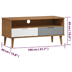 vidaXL Meuble TV MOLDE Marron 106x40x49 cm Bois de pin massif pas cher