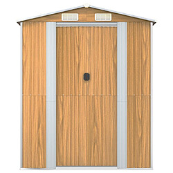 Helloshop26 Abri de jardin cabane cabanon maison de stockage remise extérieur hangar outils robuste clair 192 x 357 x 223 cm acier galvanisé marron 02_0022304