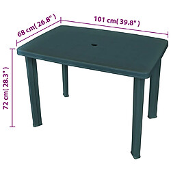 vidaXL Table de jardin Vert 101 x 68 x 72 cm Plastique pas cher