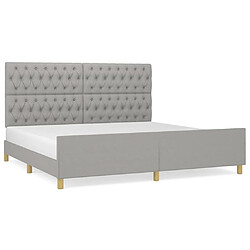 Maison Chic Lit adulte - Cadre Structure de lit avec tête de lit Contemporain Gris clair 200x200 cm Tissu -MN82331