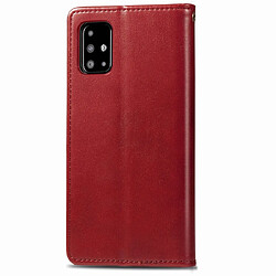 Avis Wewoo Housse Coque Pour Galaxy A71 Boucle en cuir de couleur unie rétro de protection téléphone portable avec cadre photo et fente carte et portefeuille et fonction de support rouge