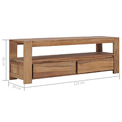 vidaXL Meuble TV 120 x 30 x 40 cm Bois de teck massif pas cher