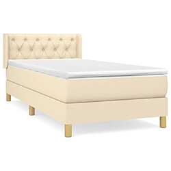 Maison Chic Structures de lit + matelas,Lit à sommier tapissier avec matelas Crème 80x200 cm Tissu -MN29416