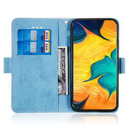 Wewoo Housse Coque Étui en cuir multifonctionnel avec rabat horizontal fente pour carte et support Galaxy A30 bleu ciel pas cher