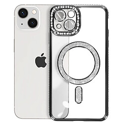 Avizar Coque Diamant pour iPhone 13 Protection MagSafe Contour Strass Noir