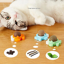 Jouet Catnips Jouet comestible pour chat Boule à lécher Jouet rotatif de friandises fixé au mur