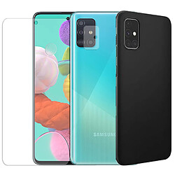 Protection intégrale Verre Trempé pour Samsung Galaxy A51 + Verre Trempé Caméra Arrière+Coque souple silicone Noire -Visiodirect-