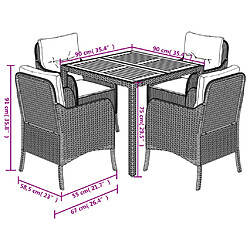 vidaXL Ensemble à manger de jardin 5 pcs avec coussins Gris pas cher