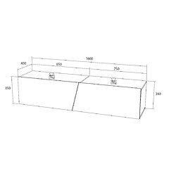 Vivaldi Meuble TV SLANT 160 Blanc/Blanc Brillant RGB pas cher