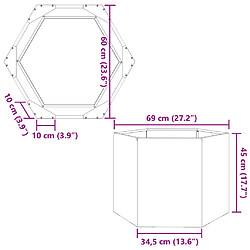 vidaXL Jardinière hexagone 69x60x45 cm acier corten pas cher