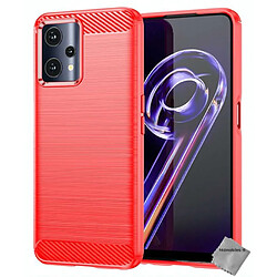 Htdmobiles Coque silicone gel carbone pour Realme 9 Pro 5G + film ecran - ROUGE