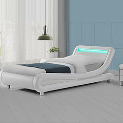 Meubler Design Lit Led Design Julio Blanc 90cm Avec Matelas Romance