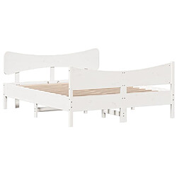 Vidaxl Cadre de lit avec tête de lit blanc 135x190 cm bois pin massif