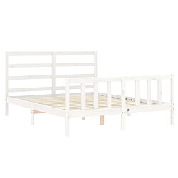 Maison Chic Lit adulte - Cadre Structure de lit avec tête de lit Contemporain blanc 160x200 cm bois massif -MN59321 pas cher