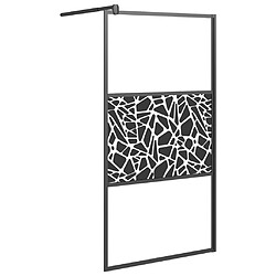 vidaXL Paroi de douche 100x195 cm Verre ESG avec design de pierre Noir