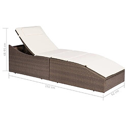 vidaXL Chaise longue avec coussin Résine tressée Marron pas cher