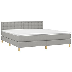 Avis Maison Chic Lit adulte- Lit + matelas,Sommier à lattes de lit avec matelas Gris clair 180x200cm Tissu -GKD27549