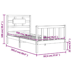 vidaXL Cadre de lit sans matelas 90x200 cm bois de pin massif pas cher