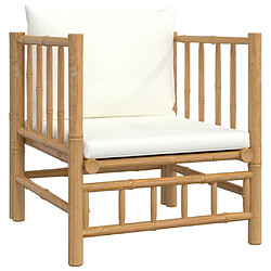 Maison Chic Salon de jardin 5 pcs + coussins - Mobilier/Meubles de jardin - Table et chaises d'extérieur blanc crème bambou -MN76229 pas cher