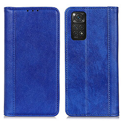 Etui en PU texture litchi, absorption magnétique, antichoc avec support bleu pour votre Xiaomi Redmi Note 11S 4G/Redmi Note 11 4G (Qualcomm)