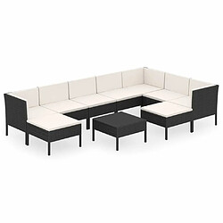 Maison Chic Salon de jardin 10 pcs + coussins - Mobilier/Meubles de jardin - Table et chaises d'extérieur Résine tressée Noir -MN34855