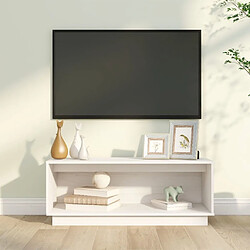 Maison Chic Meuble TV scandinave - Banc TV pour salon Blanc 90x35x35 cm Bois de pin massif -MN77929