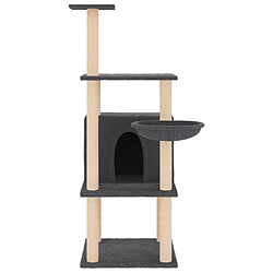 Helloshop26 Arbre à chat meuble tour grimper jouet grattage grattoir escalade plateforme avec griffoirs en sisal foncé 132 cm gris 02_0022655