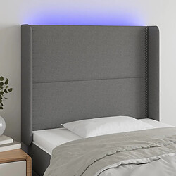 Maison Chic Tête de lit moderne à LED lumineuse pour chambre - Décoration de lit Gris foncé 93x16x118/128 cm Tissu -MN91134