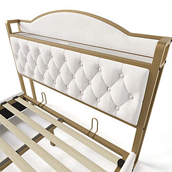 ComfortXL Lit 140 x 200 cm En Métal Et Espace De Rangement Beige Clair (sans Matelas) pas cher