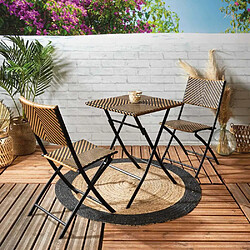 The Home Deco Factory Chaise de jardin pliable assise et dossier tressé.