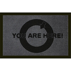 Tapis anti-poussière ""You are here"" en polyamide coloris gris - Dim : 40 x 60 cm- PEGANE -