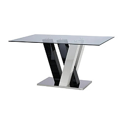 Avis Vente-Unique Table à manger WINCH - 6 personnes - MDF & Verre trempé - Noir & blanc