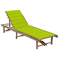 vidaXL Chaise longue de jardin avec coussin Bambou