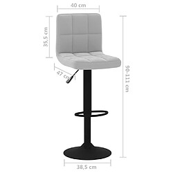 vidaXL Tabourets de bar lot de 2 gris clair velours pas cher