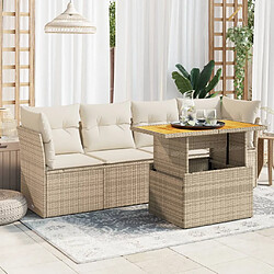 vidaXL Salon de jardin avec coussins 5 pcs beige résine tressée